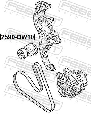 Febest 2590-DW10 - Belt Tensioner, v-ribbed belt www.parts5.com