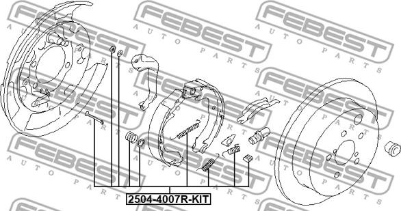 Febest 2504-4007R-KIT - Set accesorii, saboti frana parcare parts5.com