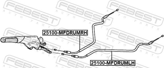 Febest 25100-MFDRUMRH - Cablu, frana de parcare www.parts5.com