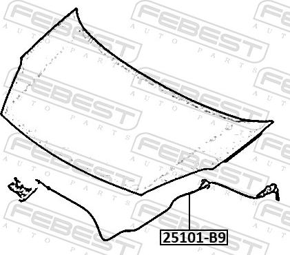 Febest 25101-B9 - Bonnet Cable www.parts5.com