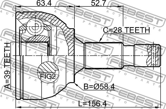 Febest 2510-3084B - Joint Kit, drive shaft www.parts5.com