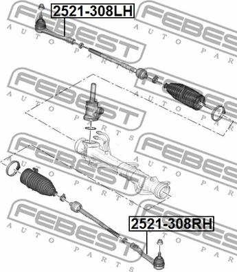 Febest 2521-308LH - Raidetangon pää www.parts5.com