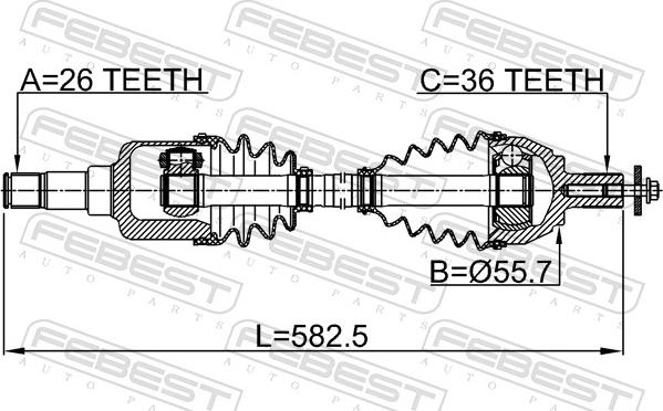 Febest 2114-CB4LH - Árbol de transmisión www.parts5.com