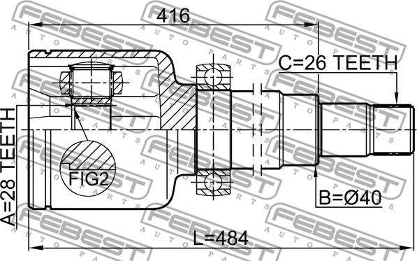 Febest 2111-CA220RH - Joint Kit, drive shaft parts5.com