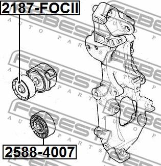 Febest 2187-FOCII - Τροχαλία παρέκκλισης, ιμάντας poly-V www.parts5.com