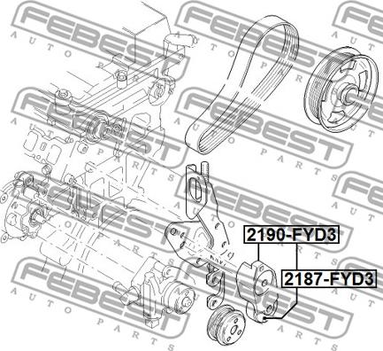 Febest 2190-FYD3 - Belt Tensioner, v-ribbed belt www.parts5.com