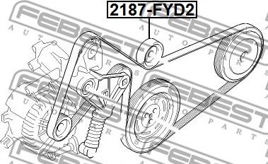 Febest 2187-FYD2 - Umlenk / Führungsrolle, Keilrippenriemen www.parts5.com