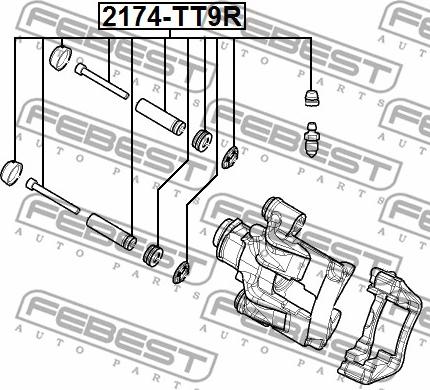 Febest 2174-TT9R - Komplet čaura za vođenje, kočione čeljusti www.parts5.com