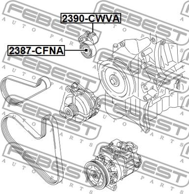 Febest 2390-CWVA - Tendeur de courroie, courroie trapézoïdale à nervures www.parts5.com