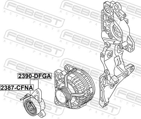 Febest 2390-DFGA - Belt Tensioner, v-ribbed belt www.parts5.com