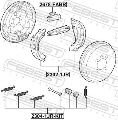 Febest 2304-1JR-KIT - Accessory Kit, parking brake shoes www.parts5.com