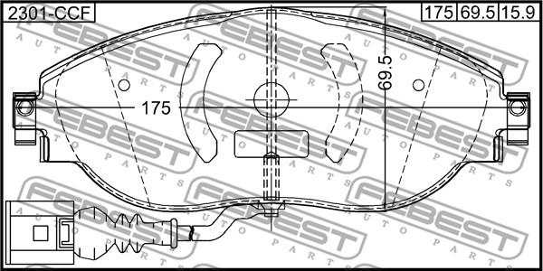 Febest 2301-CCF - Komplet zavornih oblog, ploscne (kolutne) zavore www.parts5.com