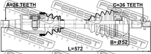 Febest 2314-PVLH - Приводной вал www.parts5.com