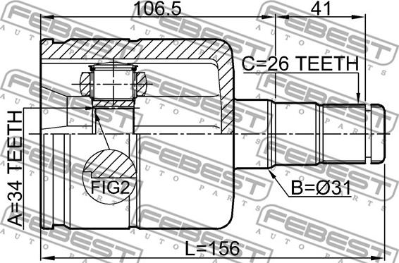 Febest 2311-TATLH - Σετ άρθρωσης, άξονας μετάδ. κίν. www.parts5.com