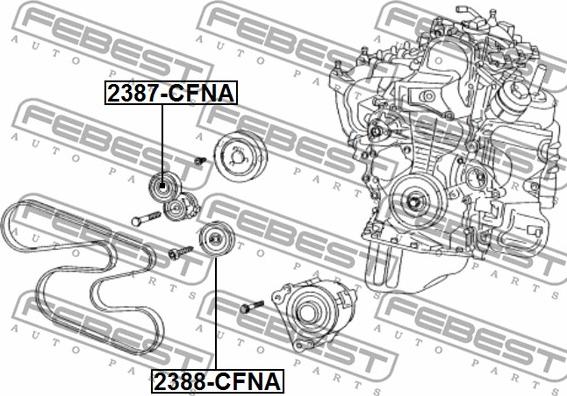 Febest 2388-CFNA - Deflection / Guide Pulley, v-ribbed belt www.parts5.com