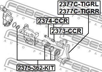 Febest 2373-CCR - Naborani mijeh, vodilica kočnog sedla www.parts5.com