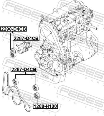 Febest 2290-D4CB - Belt Tensioner, v-ribbed belt www.parts5.com