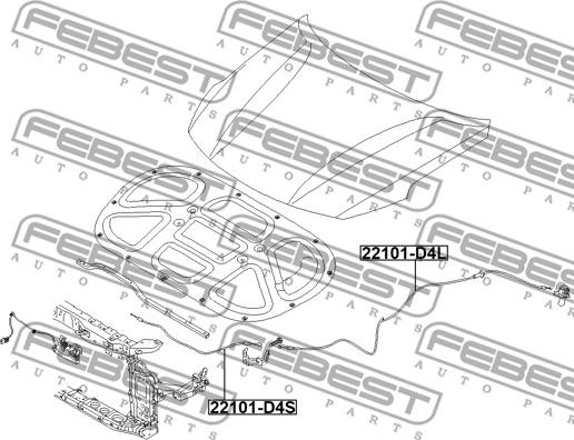 Febest 22101-D4S - Bonnet Cable www.parts5.com