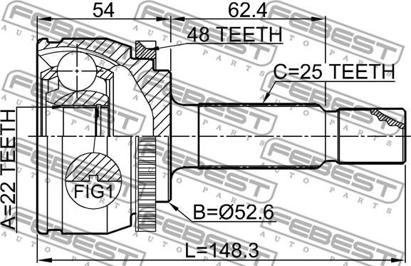 Febest 2210-RIOA48 - Joint Kit, drive shaft www.parts5.com