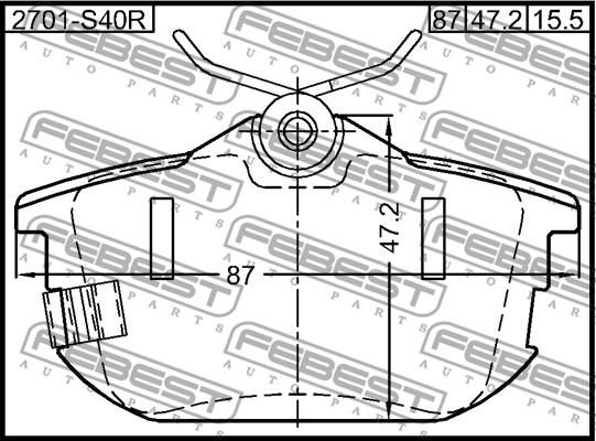 Febest 2701-S40R - Sada brzdových destiček, kotoučová brzda www.parts5.com