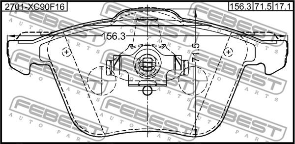 Febest 2701-XC90F16 - Komplet zavornih oblog, ploscne (kolutne) zavore www.parts5.com