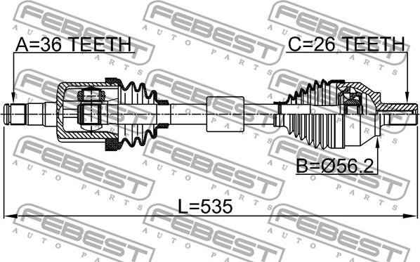 Febest 2714-S40LH - Άξονας μετάδοσης κίνησης www.parts5.com