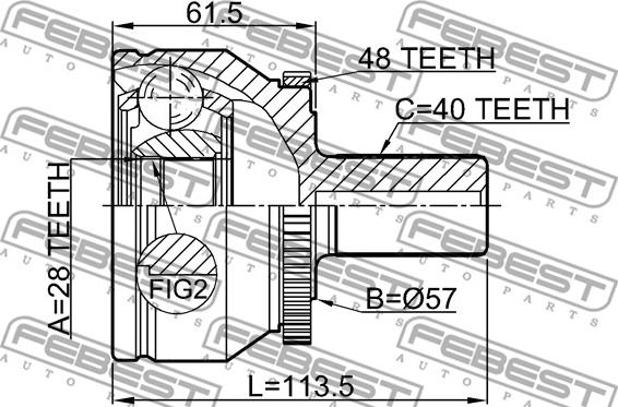 Febest 2710-XC90A48 - Juego de articulación, árbol de transmisión www.parts5.com