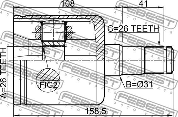 Febest 2711-S40IILH - Liigendlaager, veovõll www.parts5.com