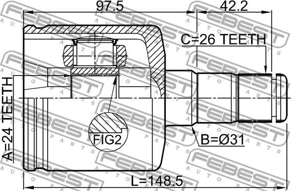 Febest 2711-S80ATLH - Jeu de joints, arbre de transmission www.parts5.com