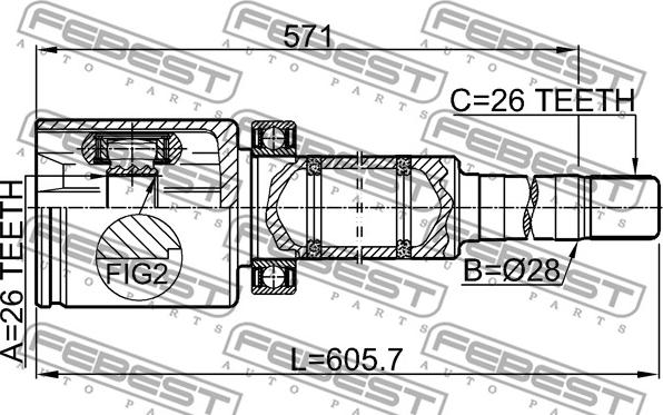 Febest 2711-S80AWDTRH - Nivelsarja, vetoakseli www.parts5.com