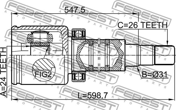 Febest 2711-V70RH - Csuklókészlet, hajtótengely www.parts5.com