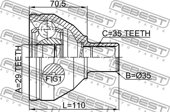 Febest 2711-XC90LH - Jeu de joints, arbre de transmission www.parts5.com