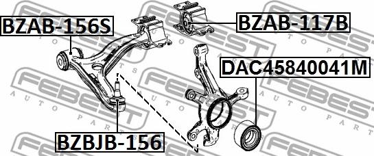 Febest BZAB-117B - Сайлентблок, рычаг подвески колеса www.parts5.com