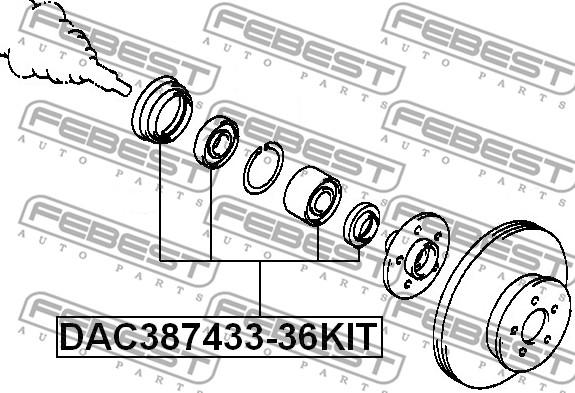 Febest DAC387433-36KIT - Wheel hub, bearing Kit parts5.com