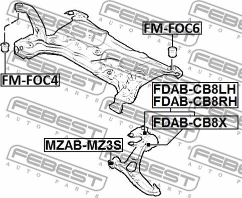 Febest FDAB-CB8LH - Сайлентблок, рычаг подвески колеса www.parts5.com