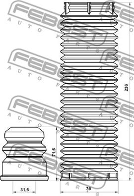 Febest FDSHB-GALIIF-KIT - Juego de guardapolvos, amortiguador parts5.com