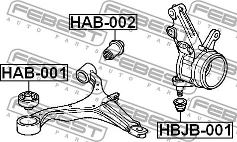 Febest HAB-002 - Uložení, řídicí mechanismus www.parts5.com