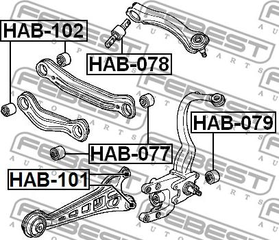 Febest HAB-079 - Втулка, амортисьор www.parts5.com