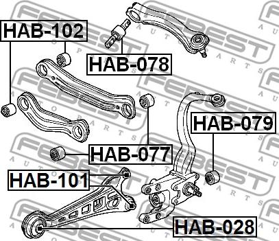 Febest HAB-101 - Bush of Control / Trailing Arm www.parts5.com