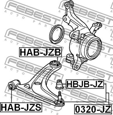 Febest HAB-JZS - Uložení, řídicí mechanismus www.parts5.com