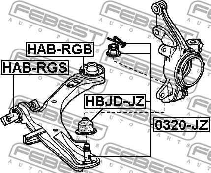 Febest HAB-RGS - Yataklama, Bugi kolu www.parts5.com