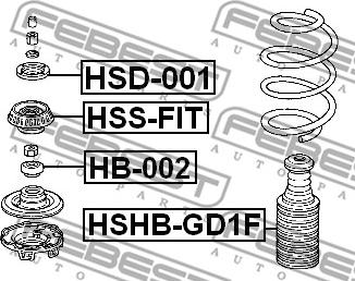 Febest HB-002 - Rolling Bearing, suspension strut support mounting www.parts5.com