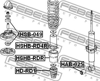 Febest HSB-049 - Távtartó cső, lengéscsillapító www.parts5.com