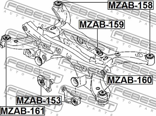 Febest MZAB-160 - Mounting, axle beam www.parts5.com