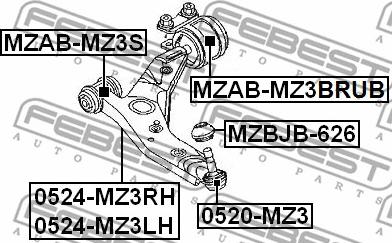 Febest MZAB-MZ3BRUB - Bush of Control / Trailing Arm parts5.com