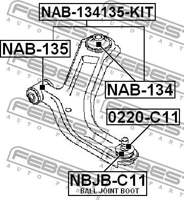 Febest NAB-134135-KIT - Bush of Control / Trailing Arm parts5.com