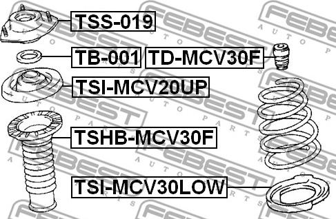 Febest TSS-019 - Top Strut Mounting parts5.com