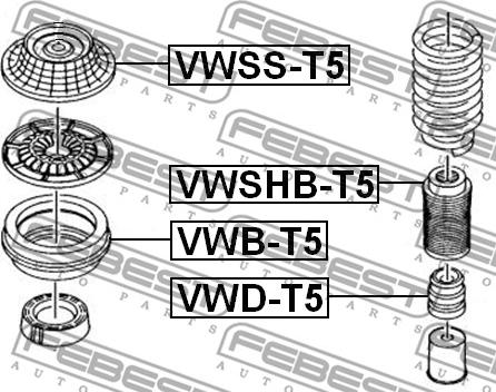 Febest VWD-T5 - Almohadilla de tope, suspensión www.parts5.com