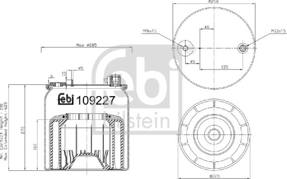 Febi Bilstein 109227 - Φούσκα, πνευματική ανάρτηση www.parts5.com