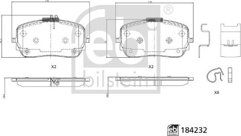 Febi Bilstein 184232 - Sada brzdových destiček, kotoučová brzda www.parts5.com